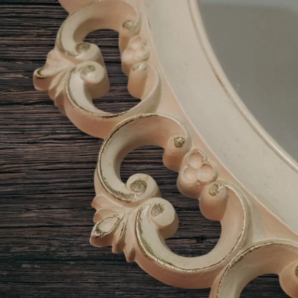 Vintage Syroco Shabby Chic Oval Wall Mirror